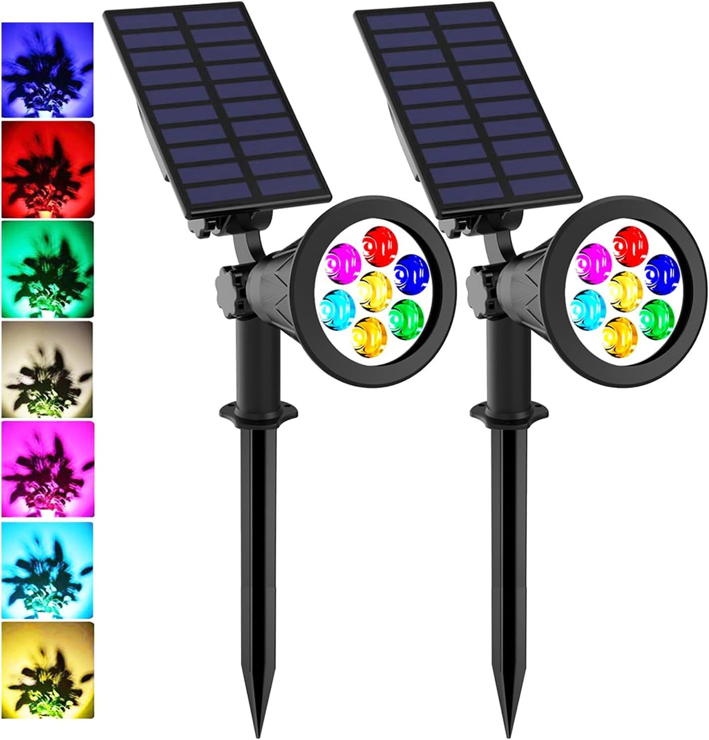 Color Changing Solar Landscape Spotlights with Adjustable Heads