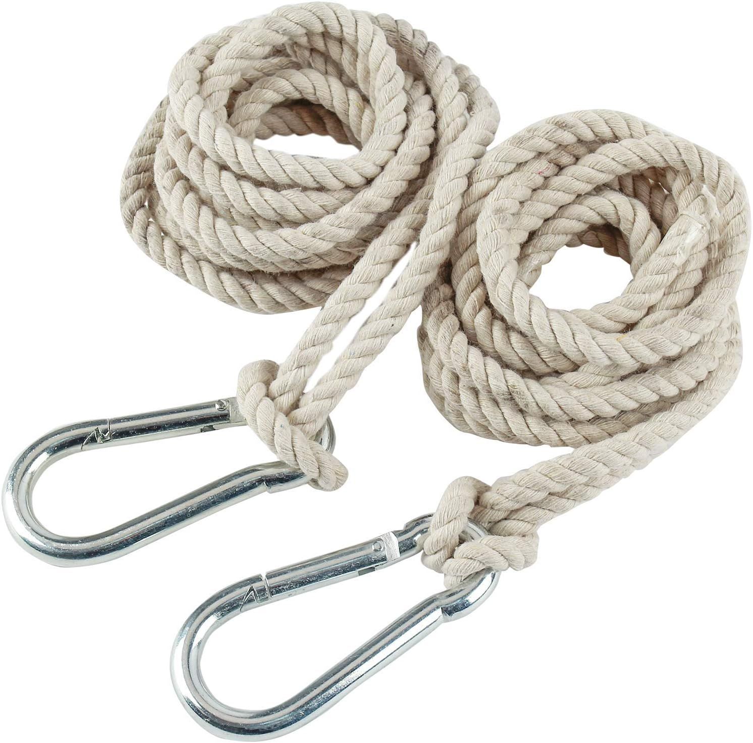 13 ft Beige Cotton Hammock Straps with Carabiner Hooks