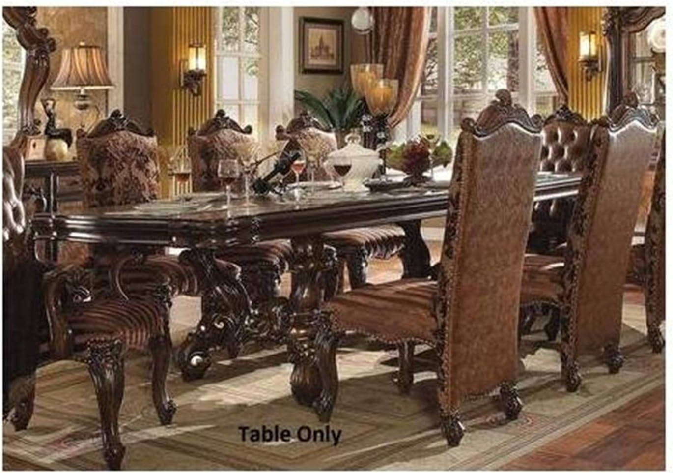 Versailles Cherry Oak Extendable Dining Table with Scrolled Legs