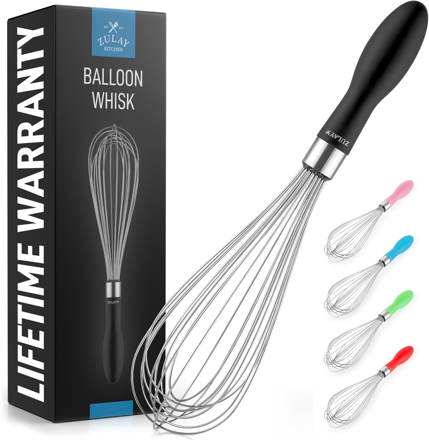 11-Inch Stainless Steel Balloon Whisk with Black Silicone Handle