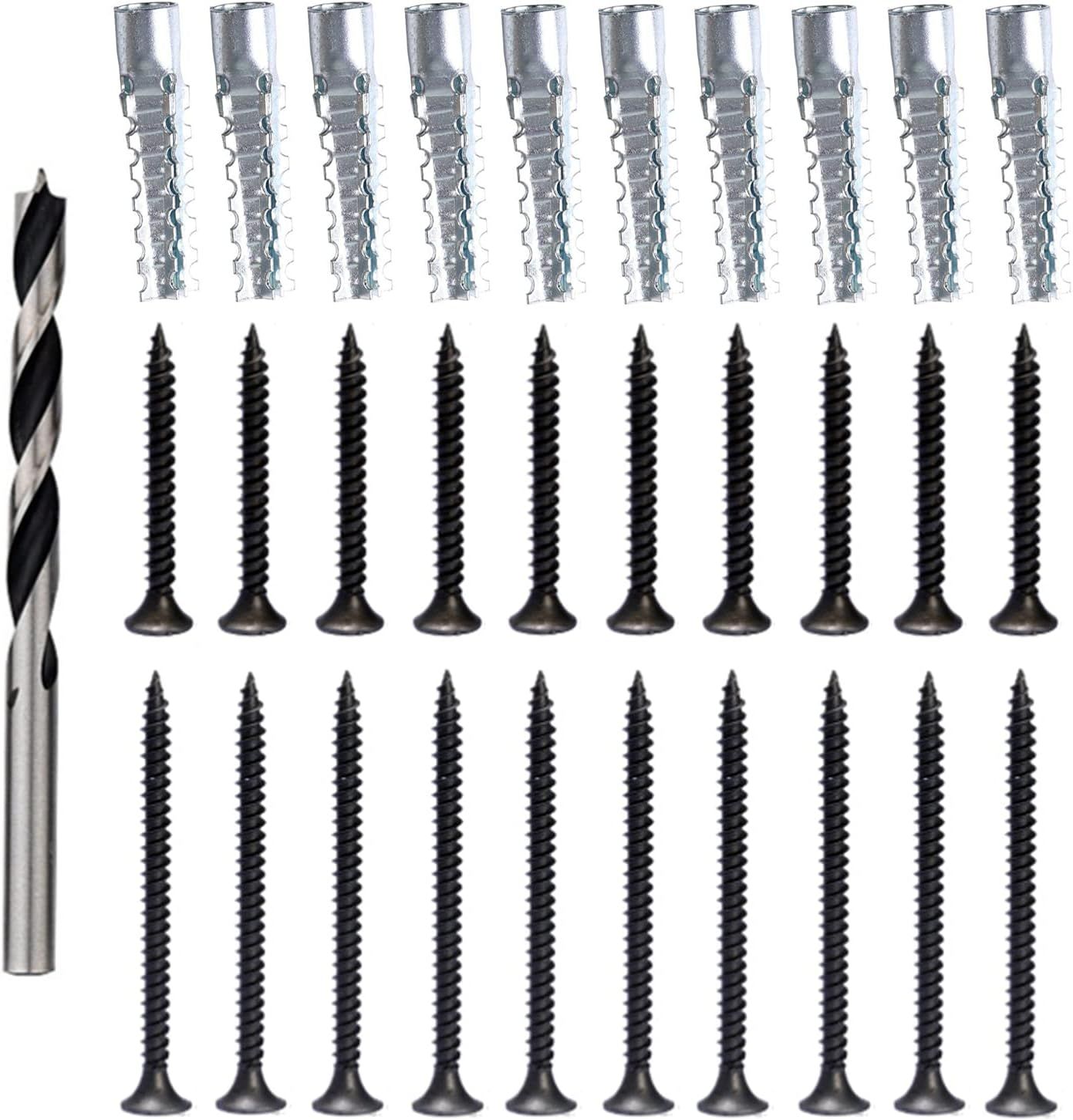 Black Screw Door Security Hardware Repair Kit with Drill Bit