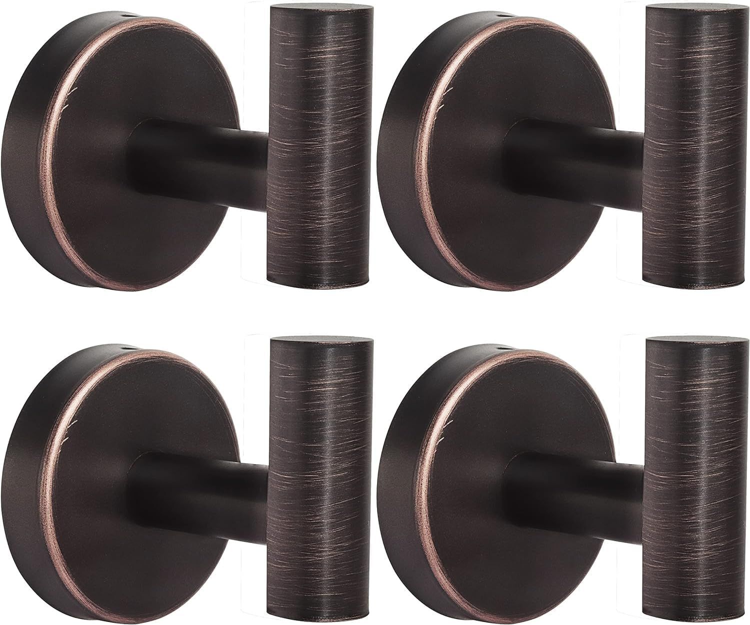 Matte Black and Red Bronze Stainless Steel Wall Hooks, Set of 4