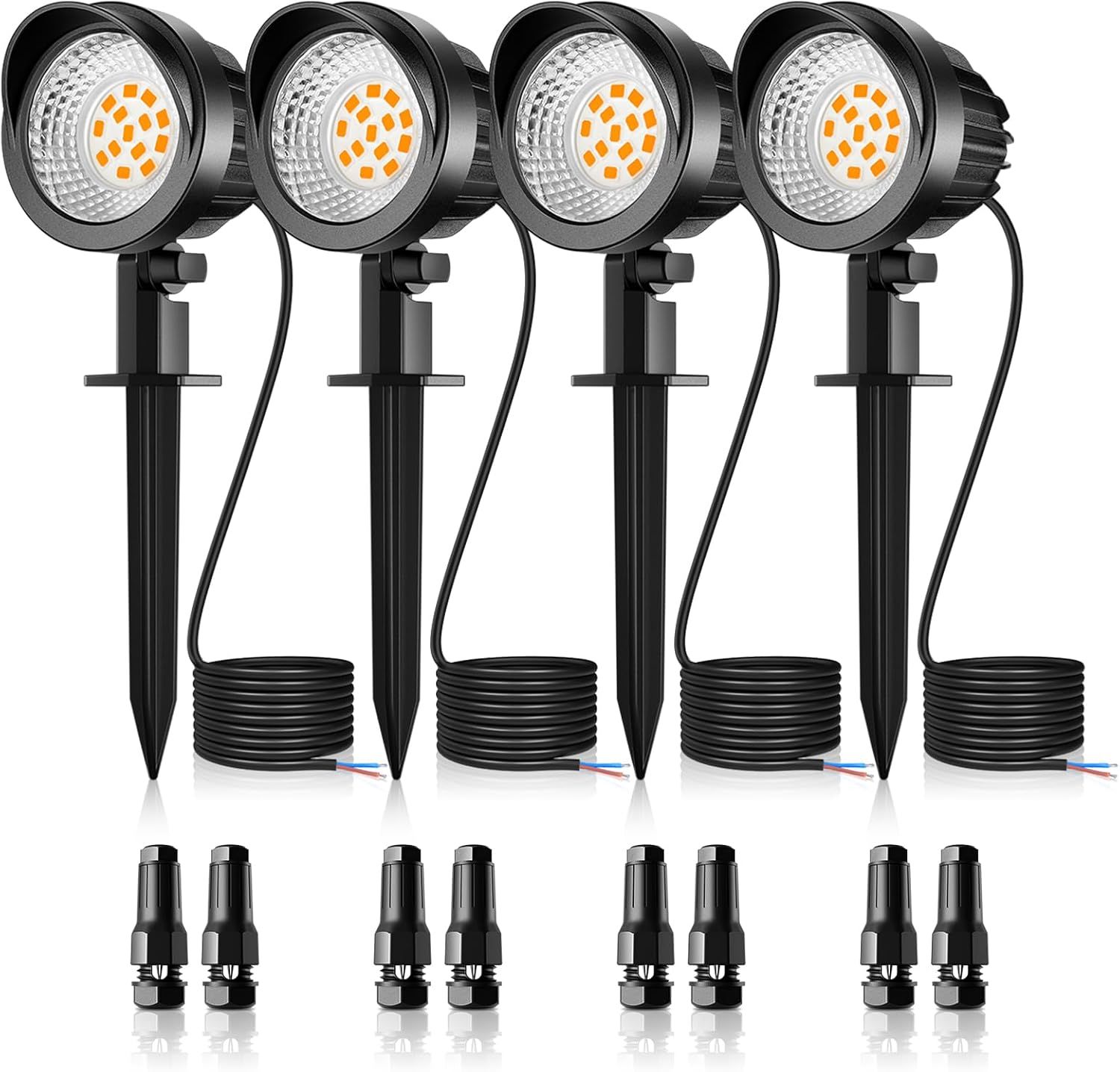 7W LED Black Aluminum Waterproof Outdoor Pathway Spotlights, 4-Pack