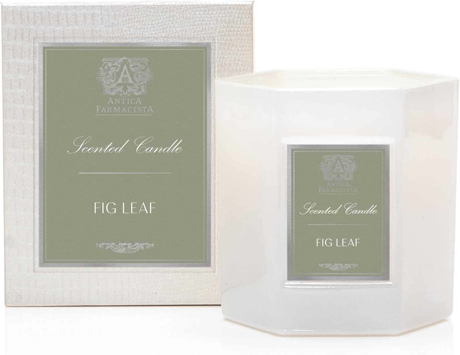 White Hexagonal Soy Scented Candle with Fig Leaf Aroma