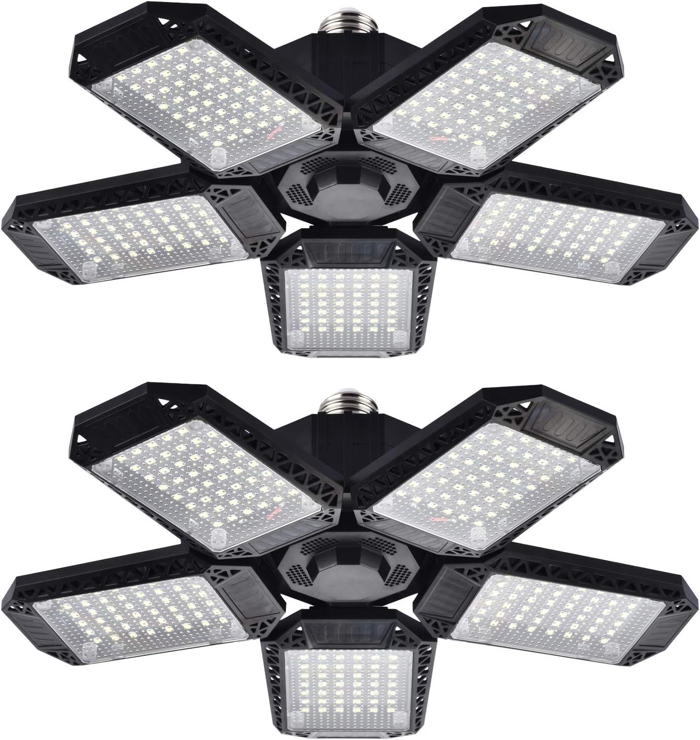 120W Black LED Garage Ceiling Lights with Adjustable Panels