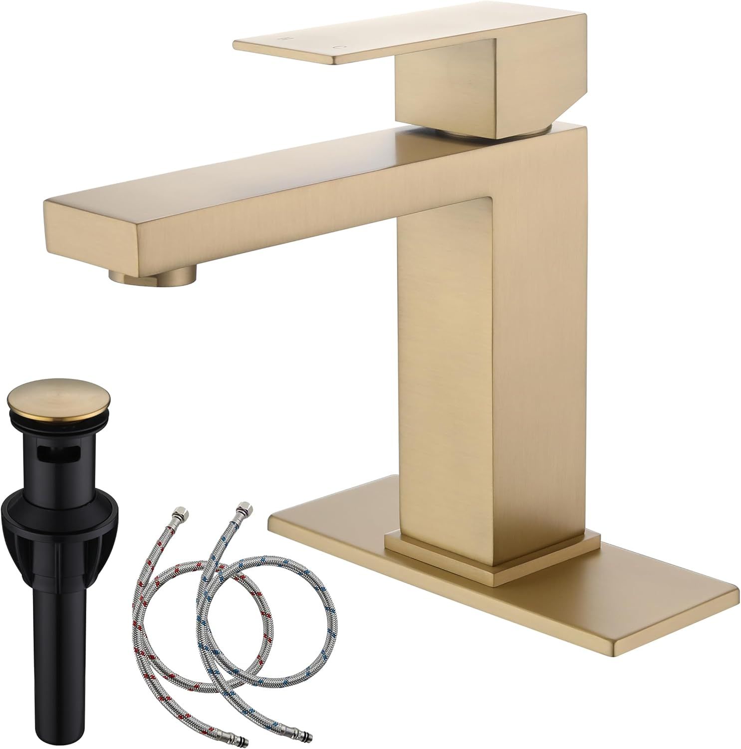 Brushed Gold Stainless Steel Single Handle Bathroom Faucet