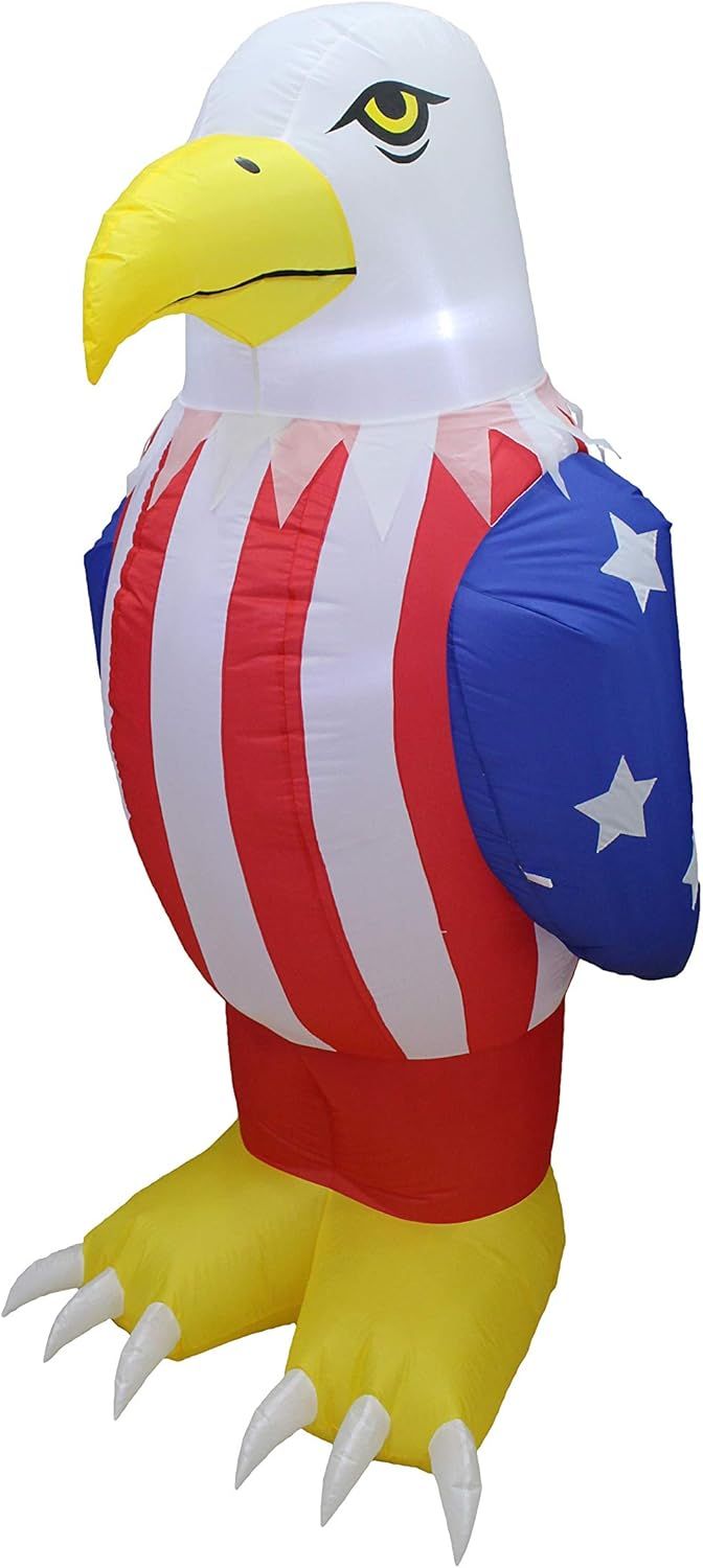 6 Foot Tall Patriotic Multicolor Inflatable Bald Eagle Decoration