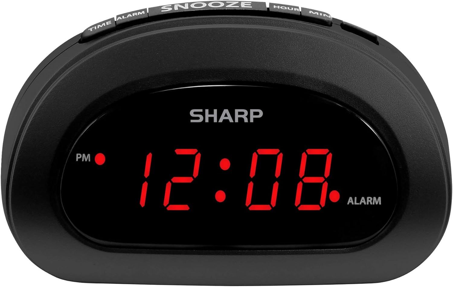 Compact Black Digital Alarm Clock with Red LED Display