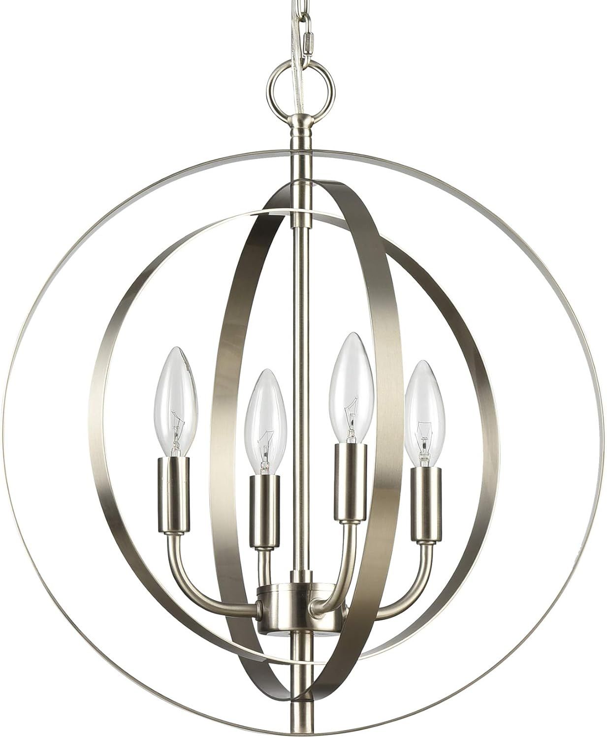 Brushed Nickel 4-Light Spherical Sputnik Chandelier