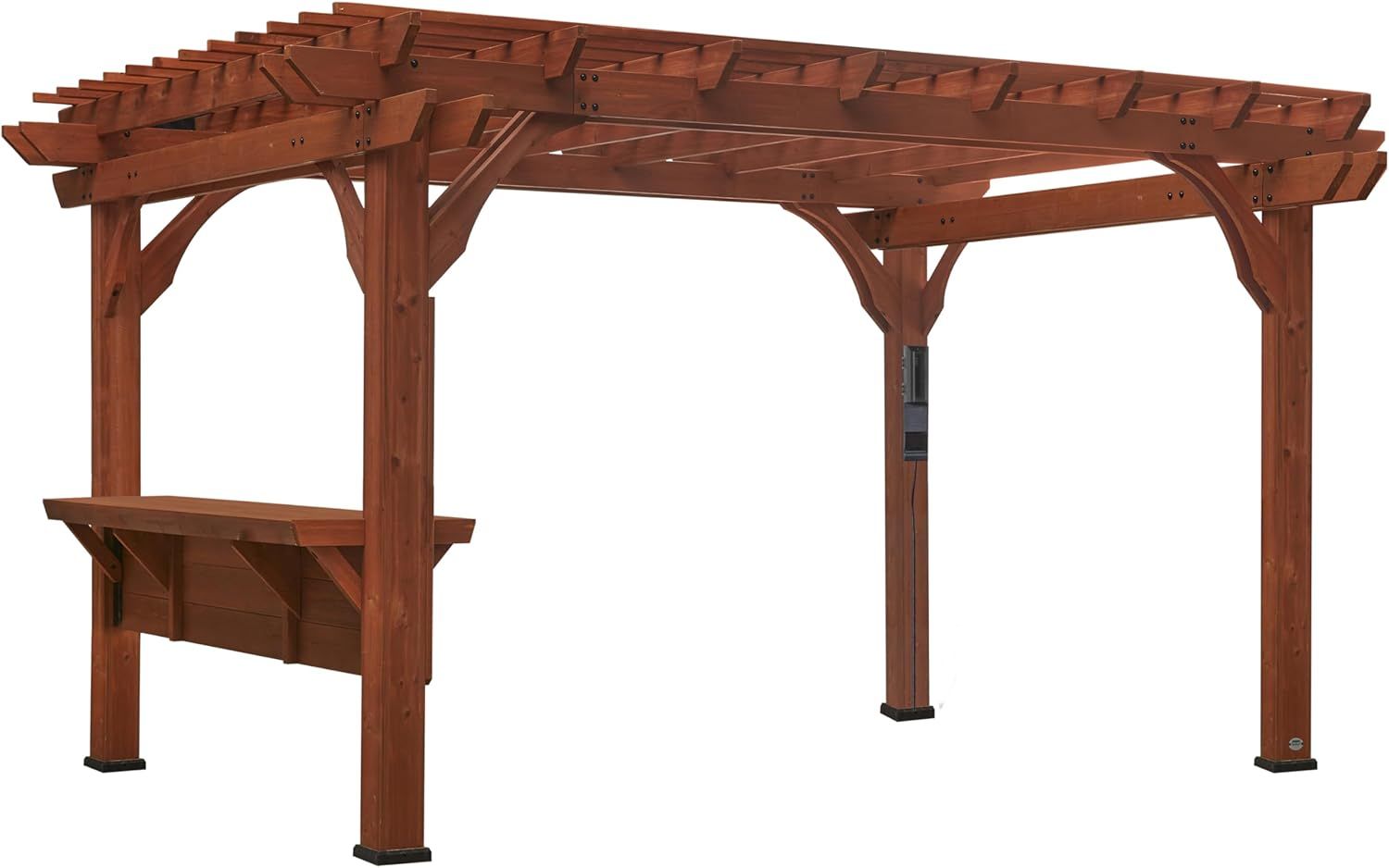 Ashland Cedar Wood Pergola with Serving Bar and PowerPort