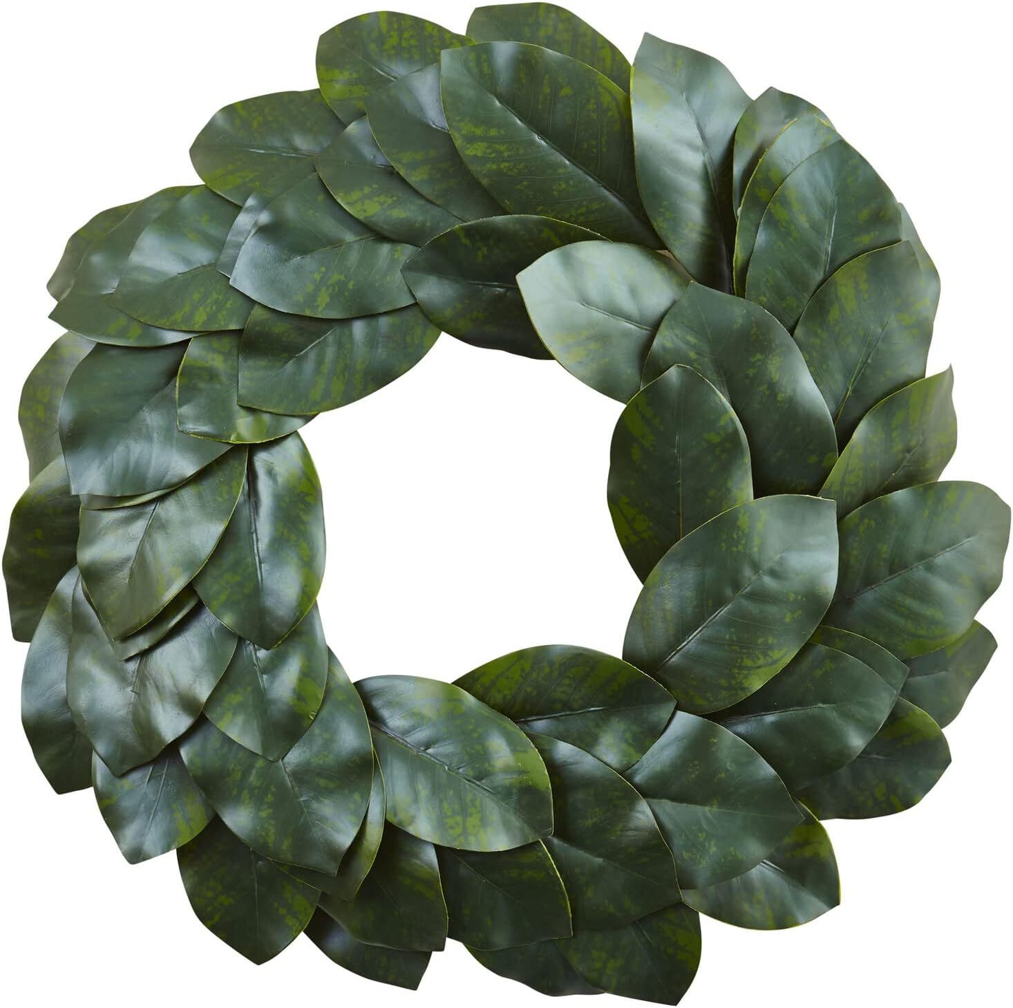 Artificial Magnolia Leaf Wreath for Outdoor Decor, 24 Inches