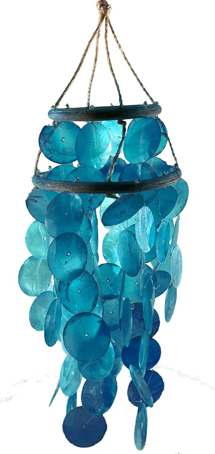 Ocean Blue Capiz Shell Wind Chime 4" x 10"