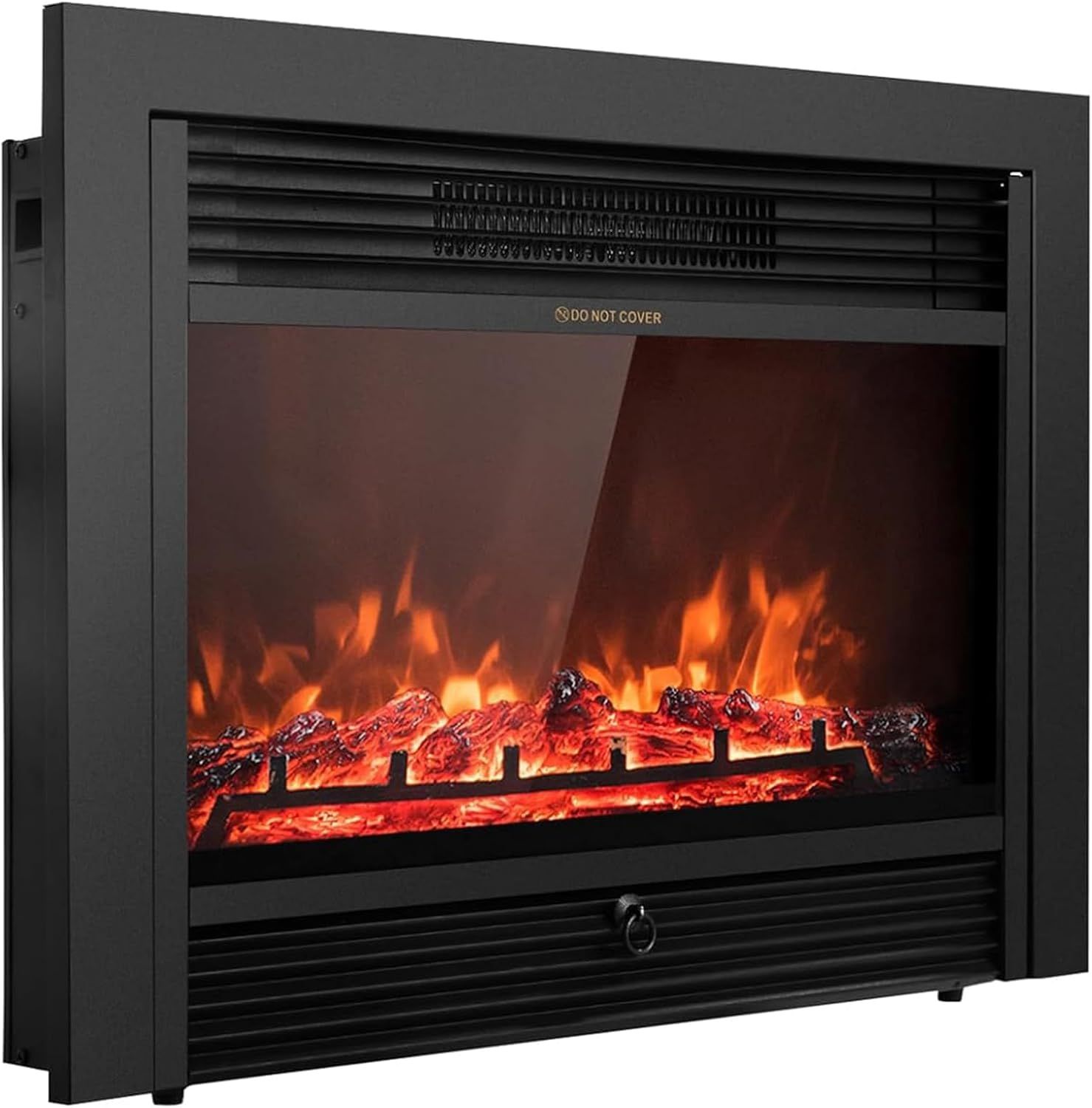 28.5" Black Wall Mounted Electric Fireplace with Adjustable Flames