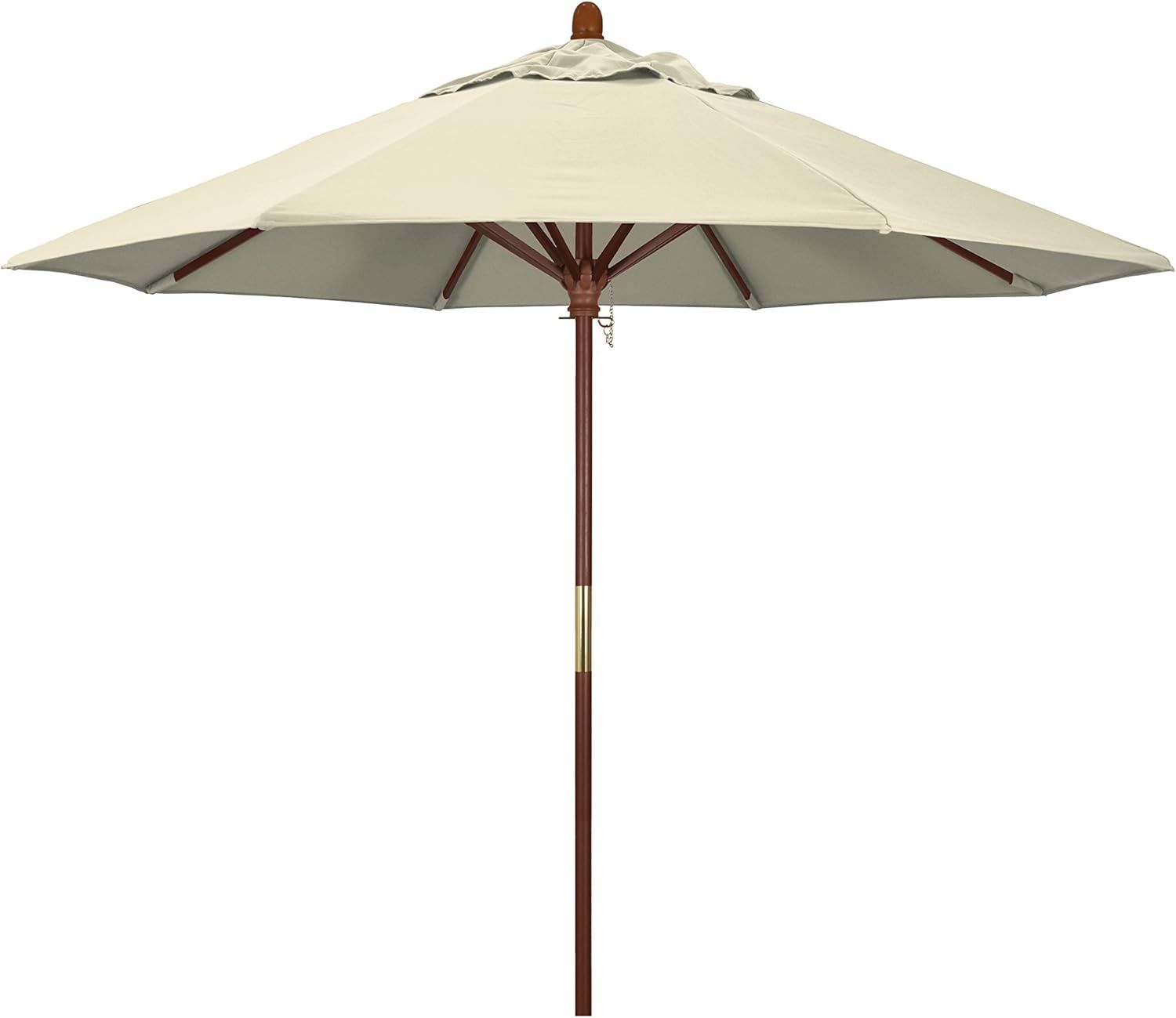 9' Antique Beige Olefin Market Umbrella with Hardwood Frame