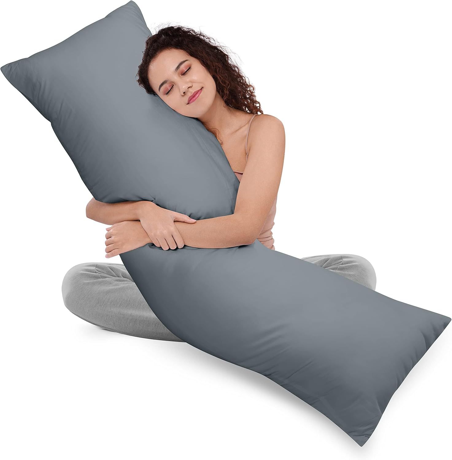 Soft Gray Polyester Full Body Maternity Pillow