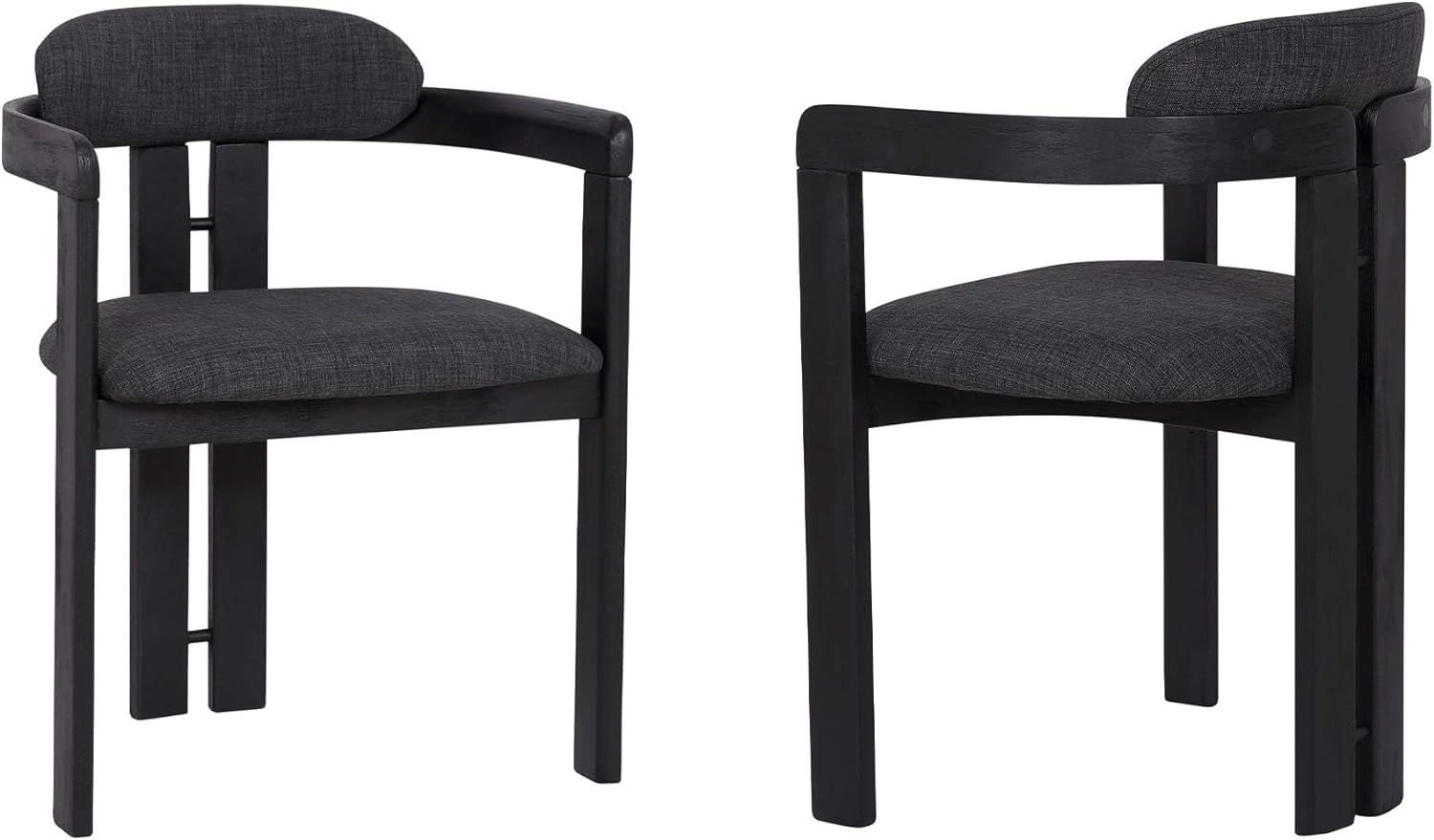 Jazmin Charcoal Upholstered Wood Arm Chair Set