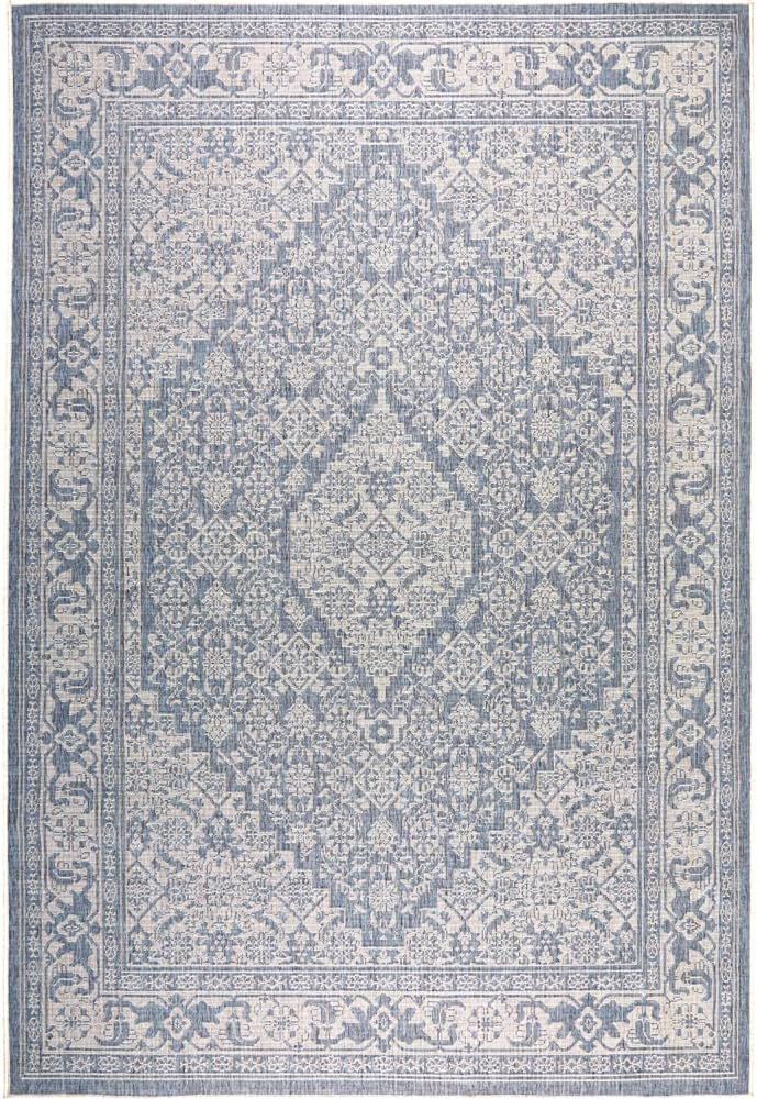 Blue/Gray Medallion 8' x 10' Easy-Care Synthetic Area Rug