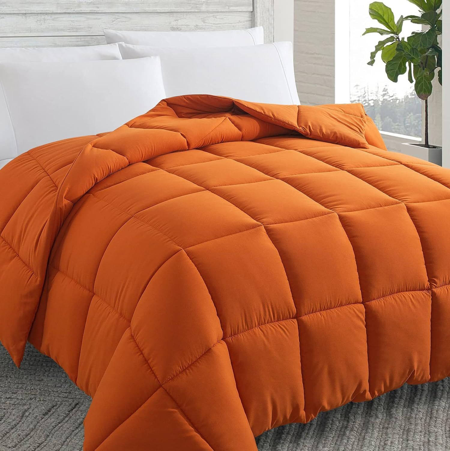 King Burnt Orange Microfiber Down Alternative Comforter