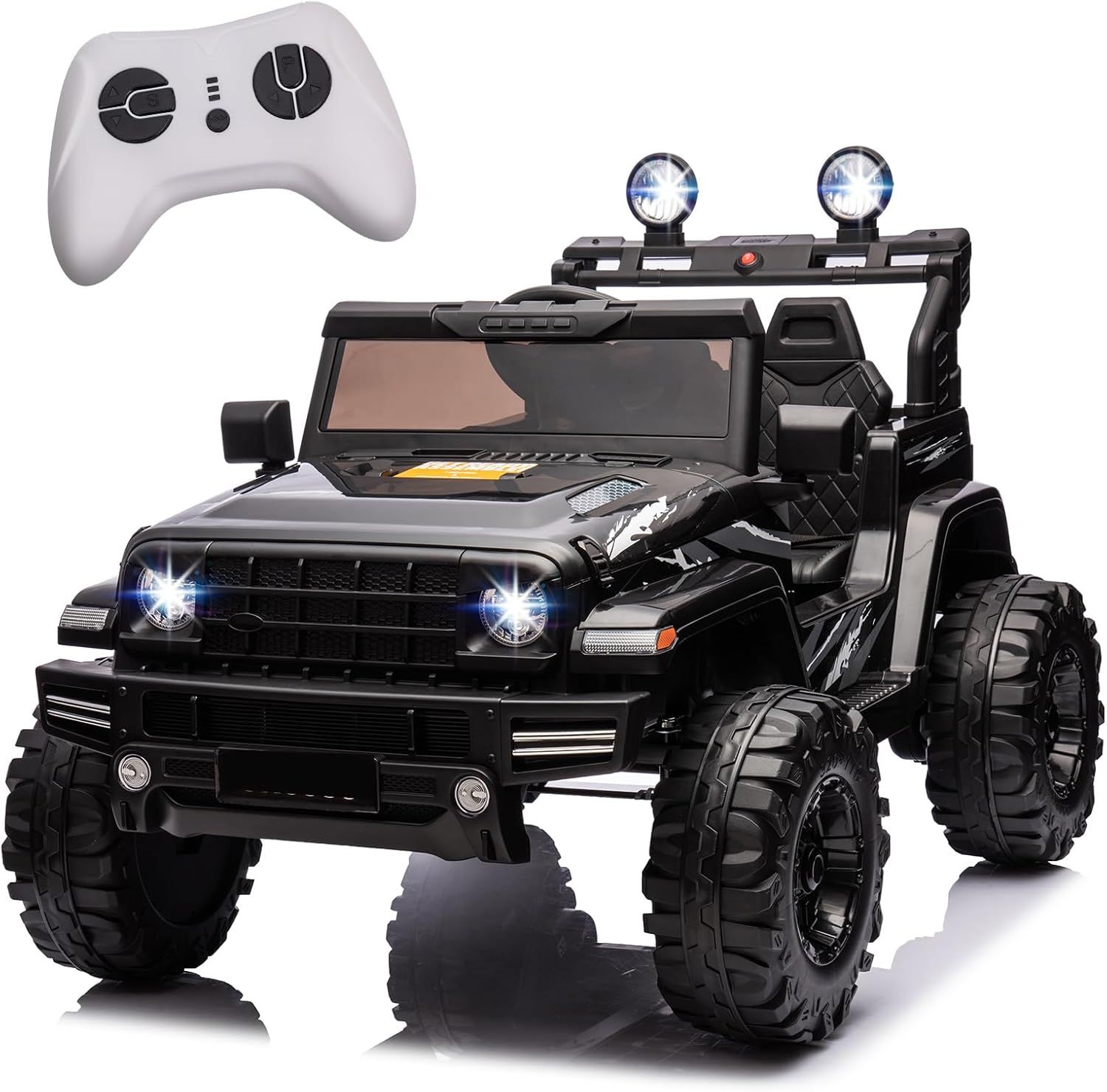 24V Black Electric Ride-On Truck with Remote Control