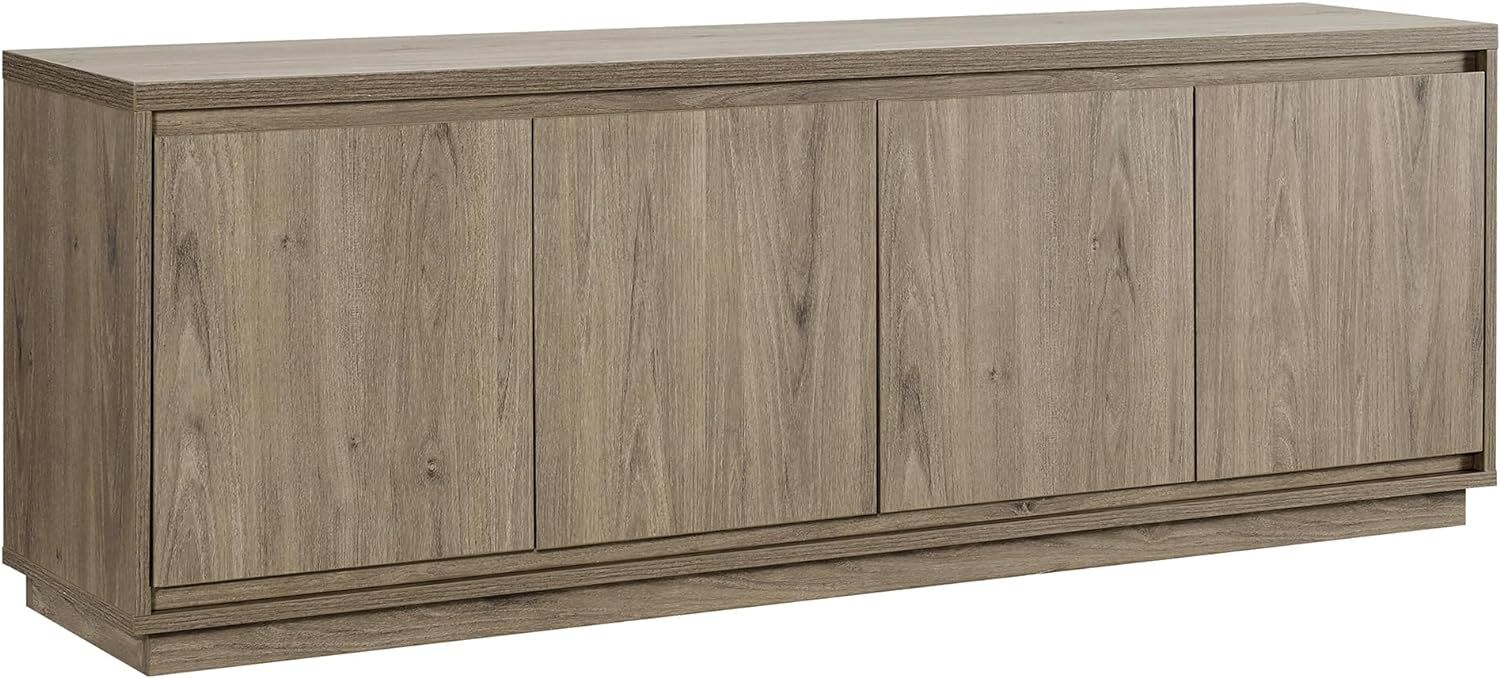 Antiqued Gray Oak 68" TV Stand with Cabinets