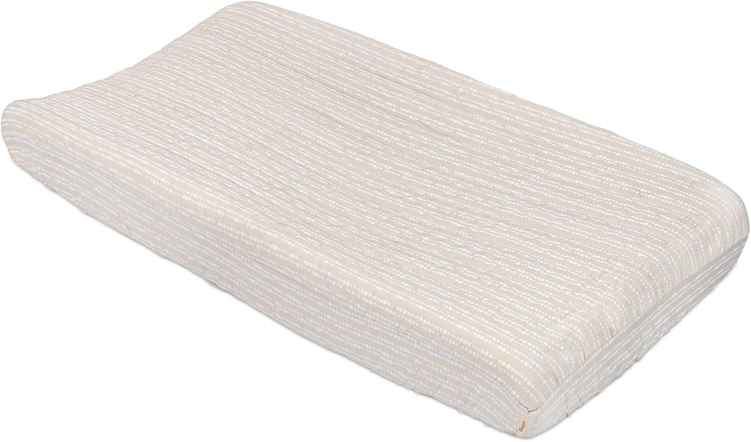 Neutral Dot Beige Quilted Cotton Changing Pad Cover