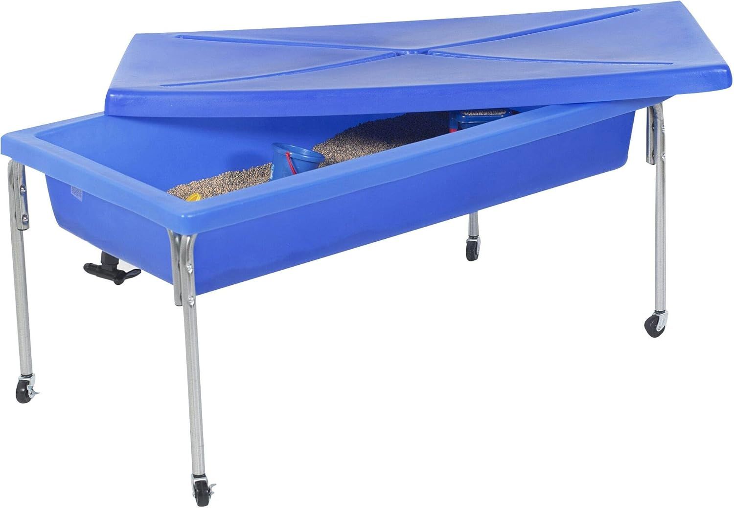 Blue Rectangular Children's Sensory Table with Lid