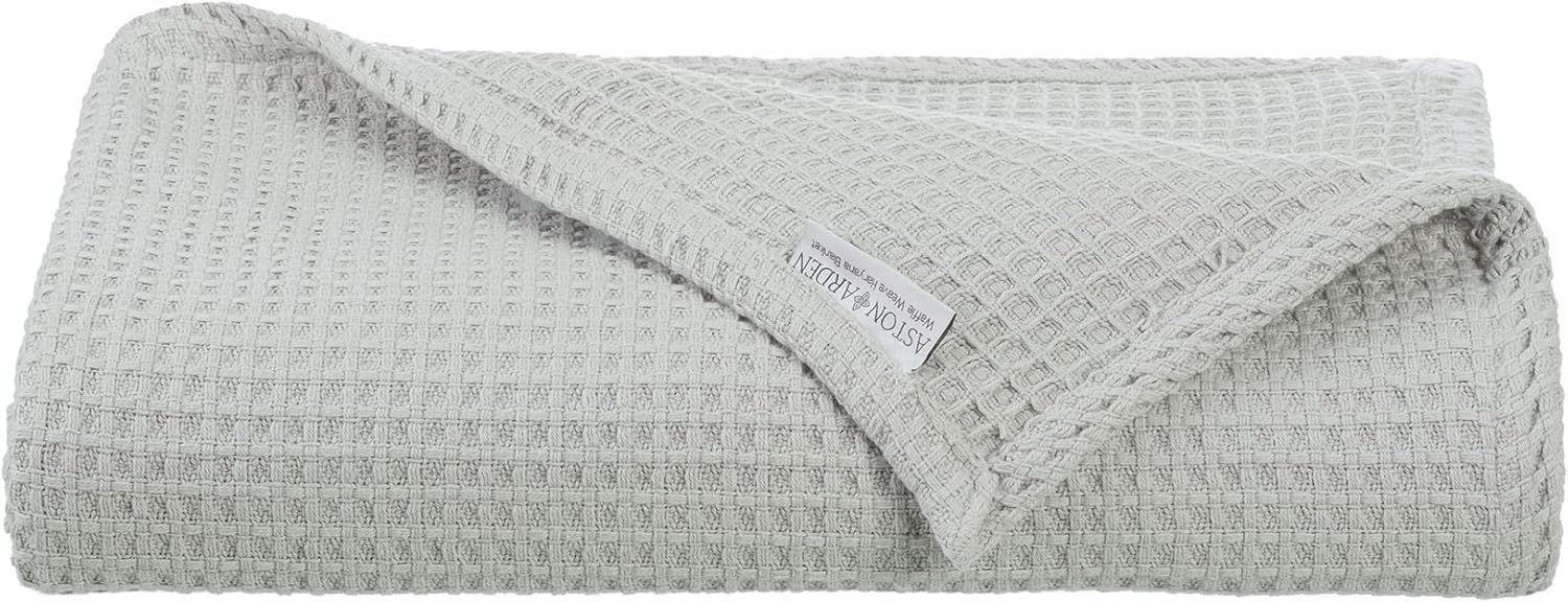 Light Grey Queen Waffle Weave Cotton Blanket