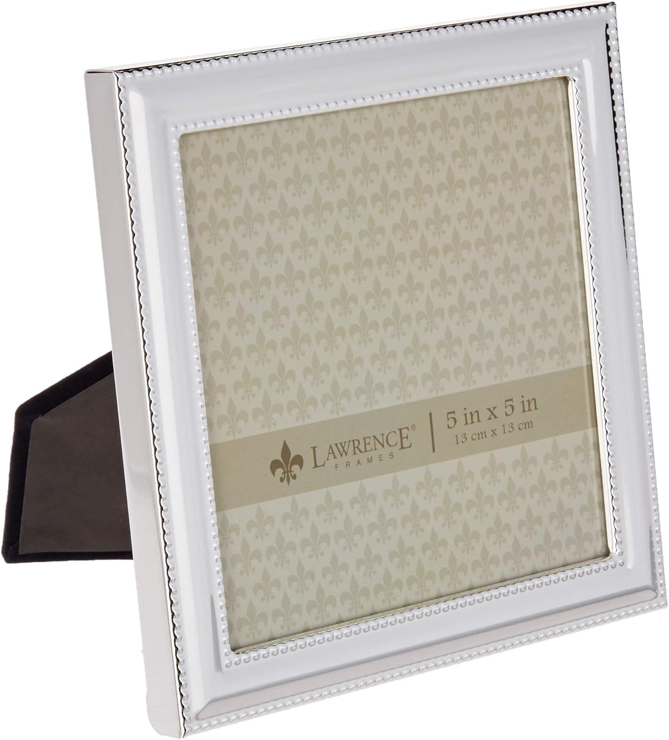 5x5 Silver-Plated Beaded Metal Picture Frame