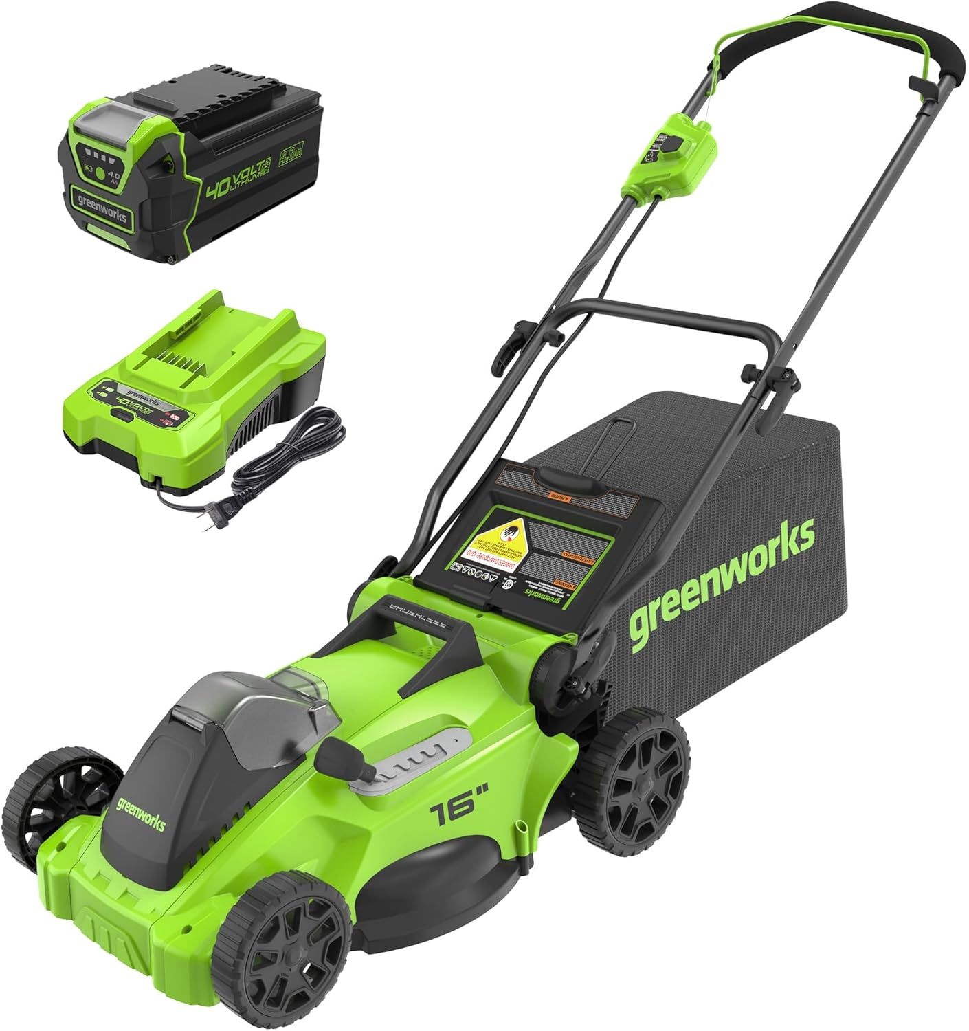 Green 16-Inch Cordless Walk-Behind Rotary Lawn Mower