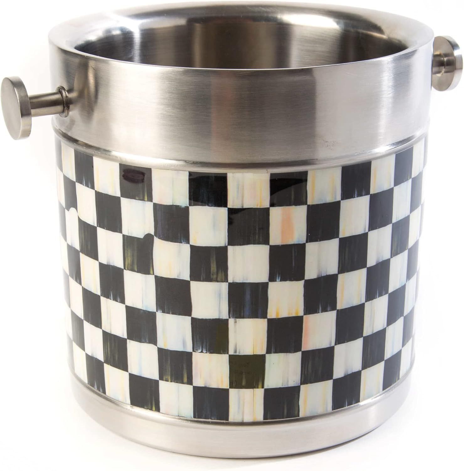 Courtly Check Black and White Stainless Steel Ice Bucket