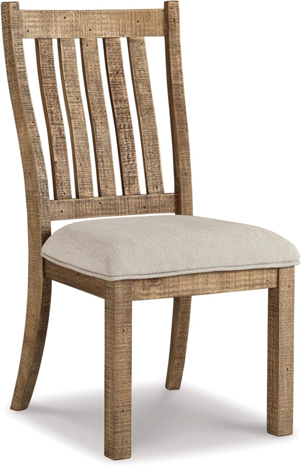 Rustic Brown Wood Ladderback Side Chair with Upholstered Cushion