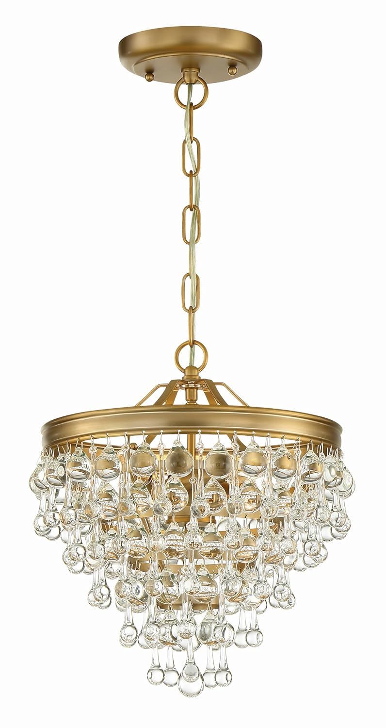 Vibrant Gold Mini Chandelier with Crystal Accents