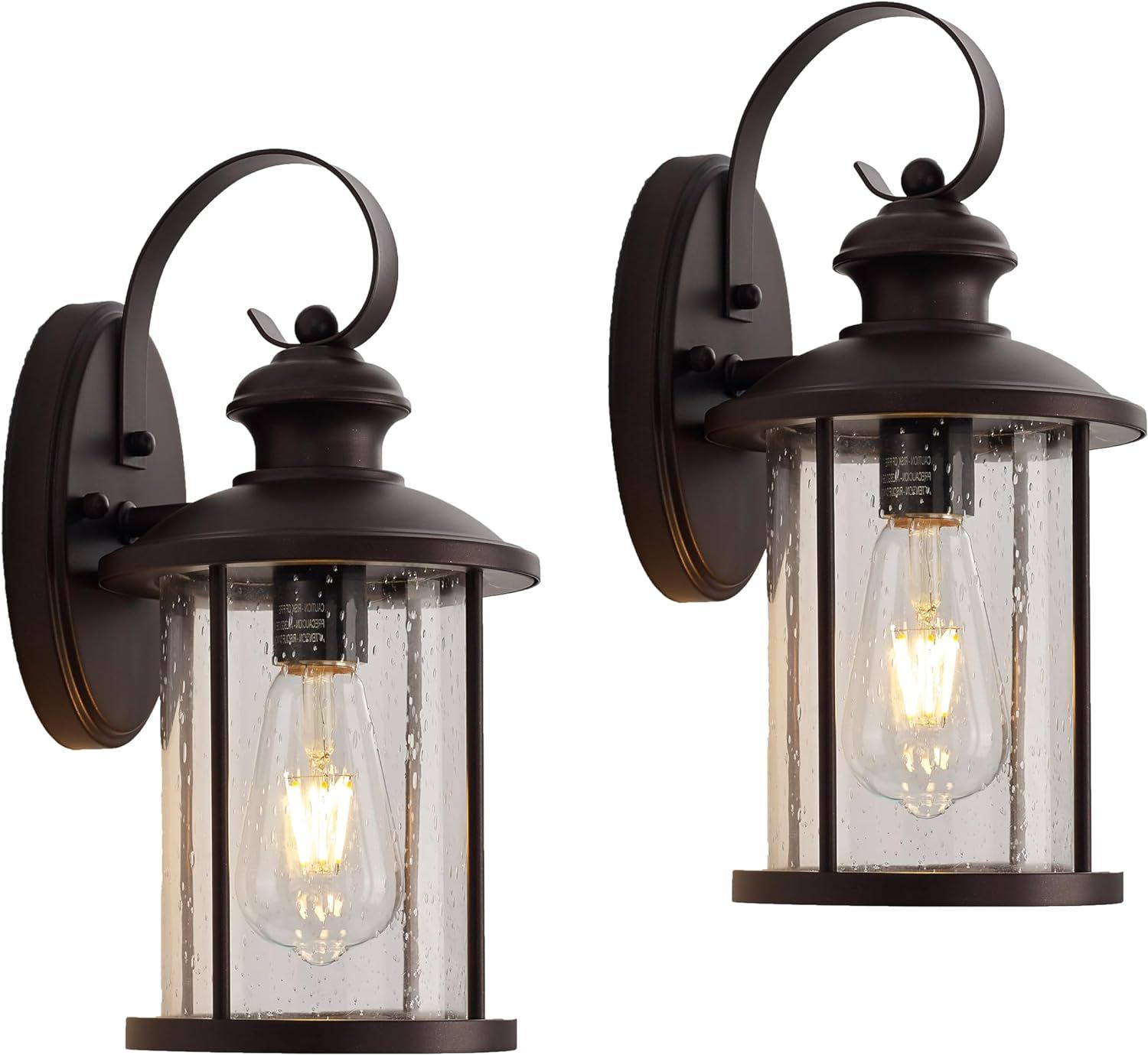 Bronze 13.75" Outdoor Wall Lantern with Clear Seedy Glass