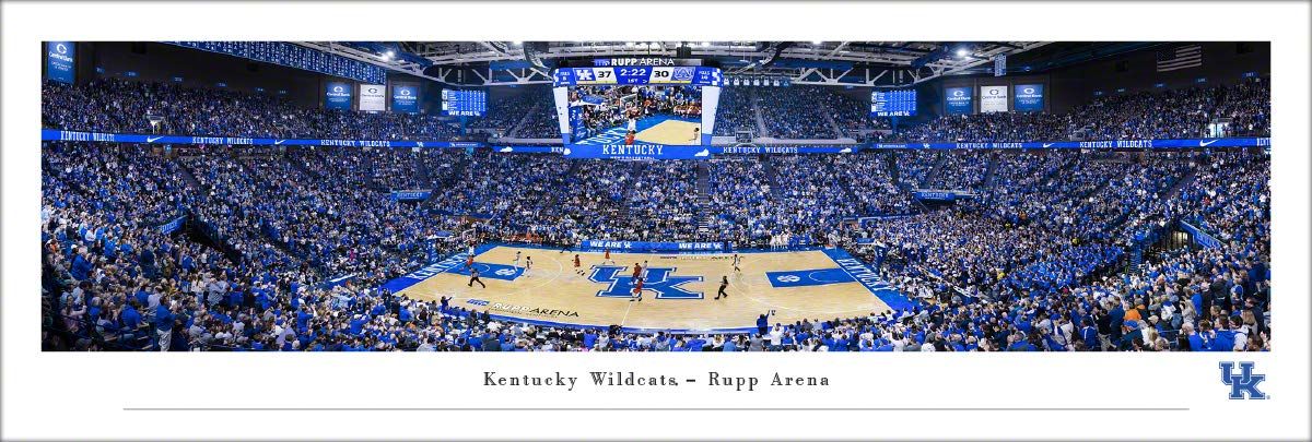 Kentucky Wildcats Panoramic Framed Sports Poster in Blue and White