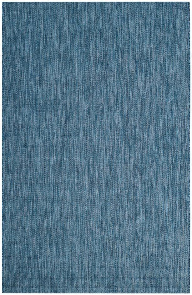 Navy Square Synthetic Easy-Care Reversible Area Rug - 6'7" x 6'7"