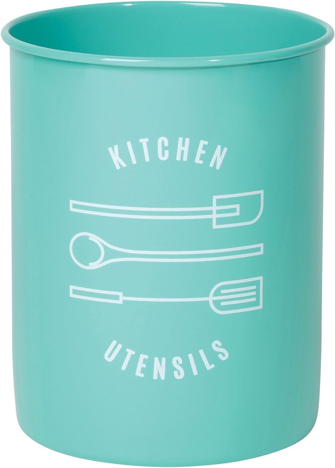 Turquoise Powder-Coated Steel Kitchen Utensil Crock