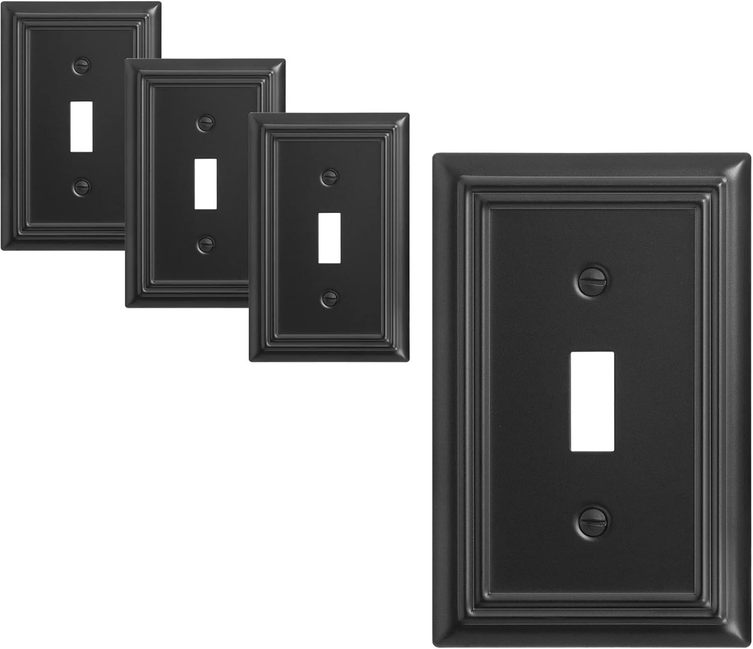 Black Metal 1-Gang Toggle Switch Wall Plates, 4-Pack