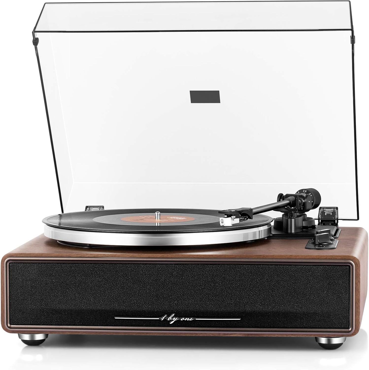 Walnut Belt Drive Turntable with Built-in Speakers and USB