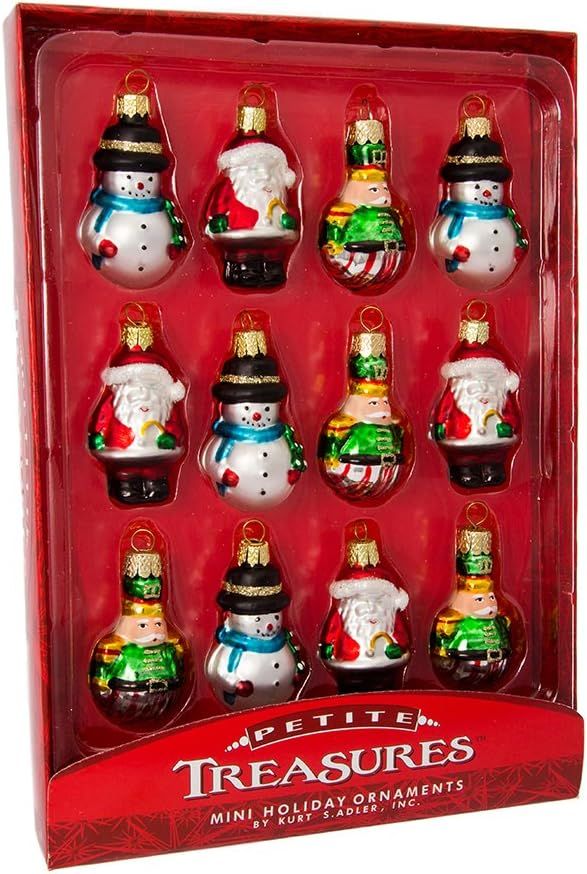 Petite Treasures Mini Glass Christmas Ornament Set, 12 Pieces