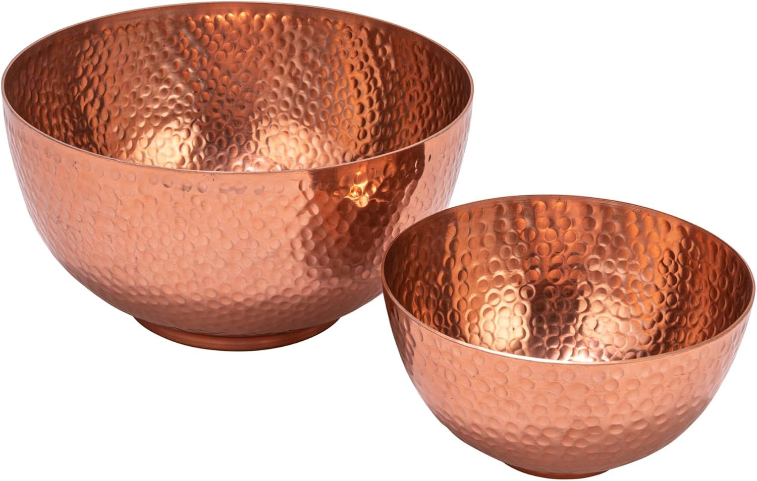 Bloomingville, Copper Round Hammered Metal Bowls, Set of 2 Sizes, Finish