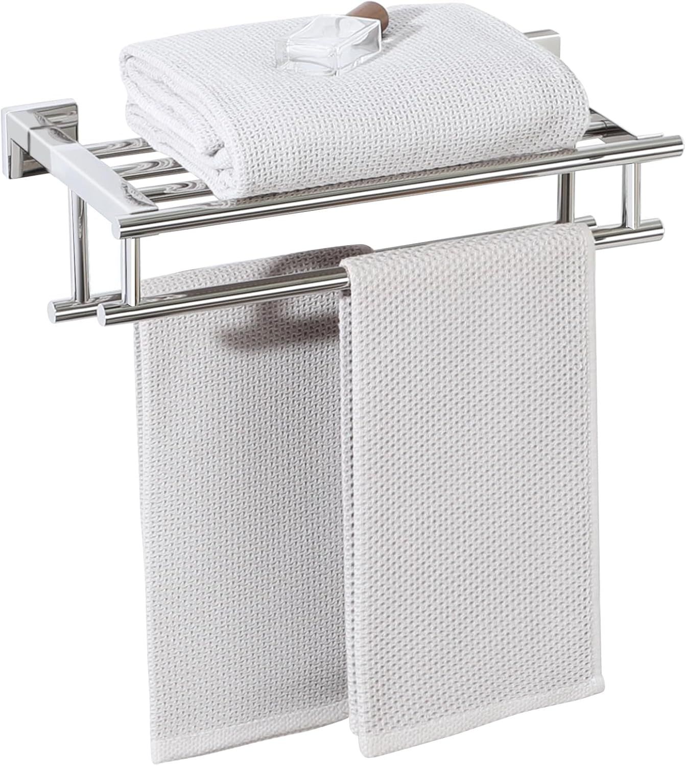 Polished Chrome 16-Inch Wall Mounted Double Towel Rack