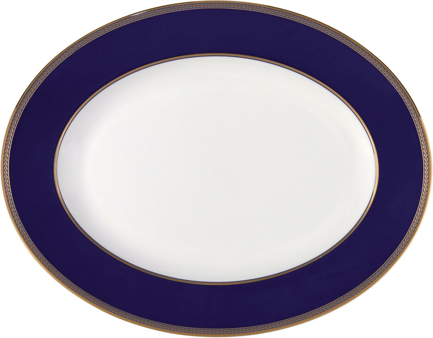 Navy and Gold Oval Ceramic Platter