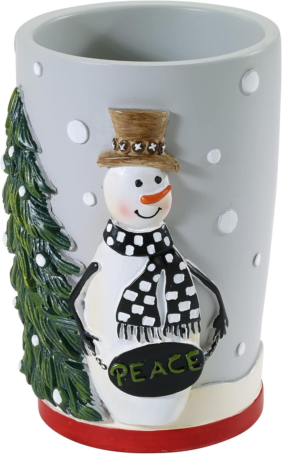 Holiday Snowman Resin Tumbler with Red Trim