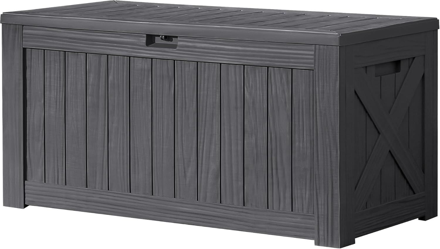 Gray 120 Gallon Lockable Plastic Deck Box