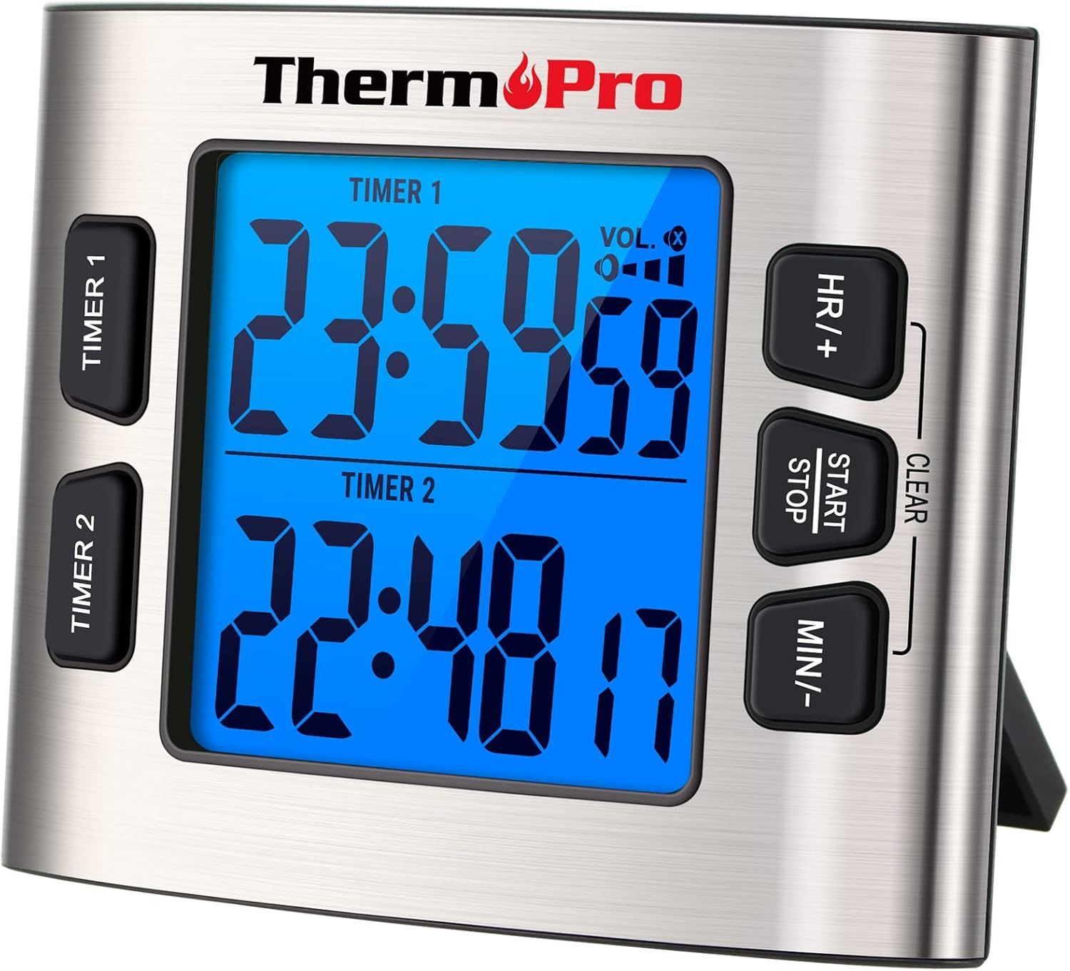 ThermoPro Stainless Steel Dual Countdown Digital Kitchen Timer