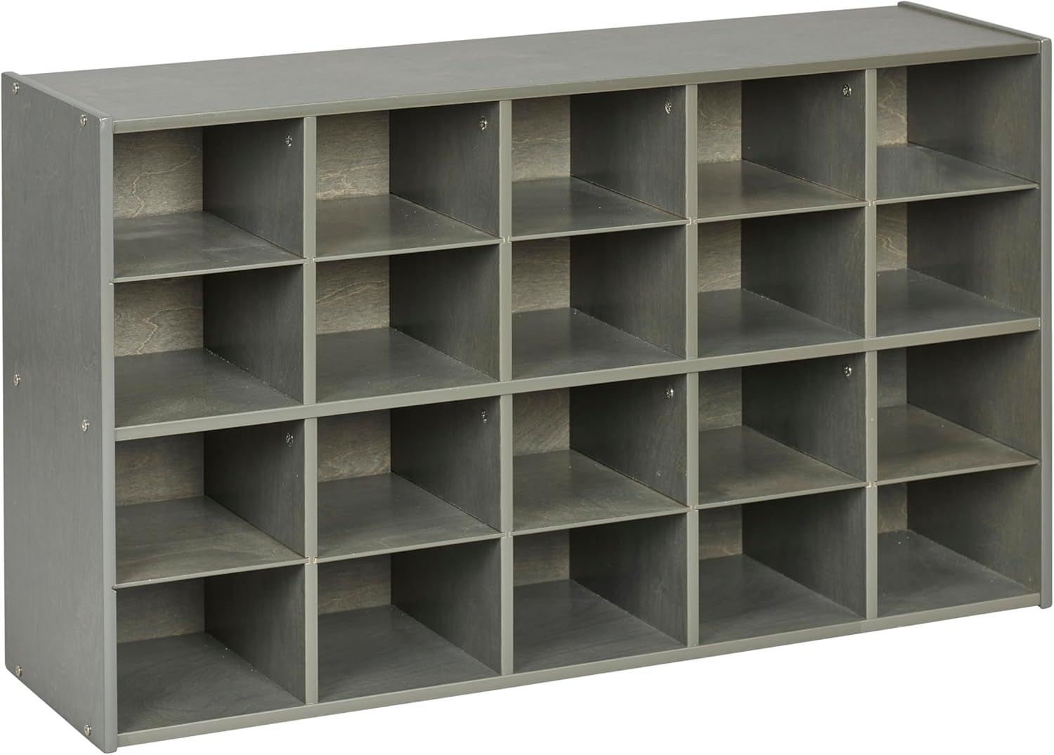 Grey Wash 20-Cubby Tray Storage Cabinet for Kids