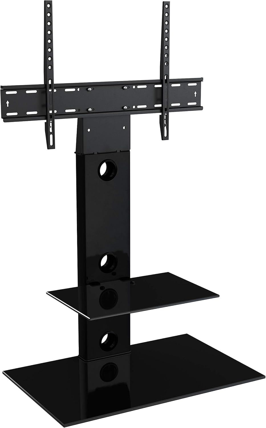 Lesina Gloss Black Tempered Glass Corner TV Stand with Cabinet