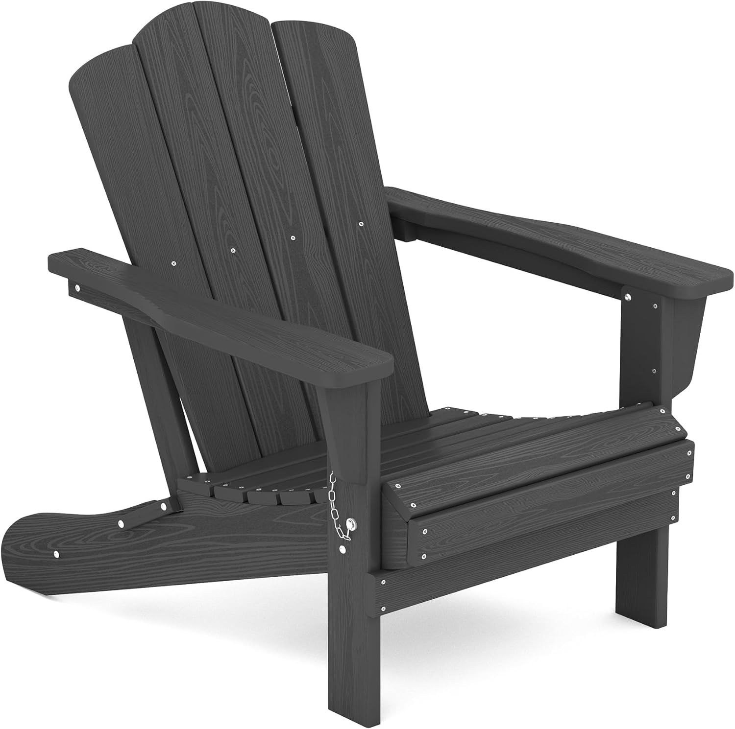 Gray HDPE Folding Adirondack Chair with Armrests