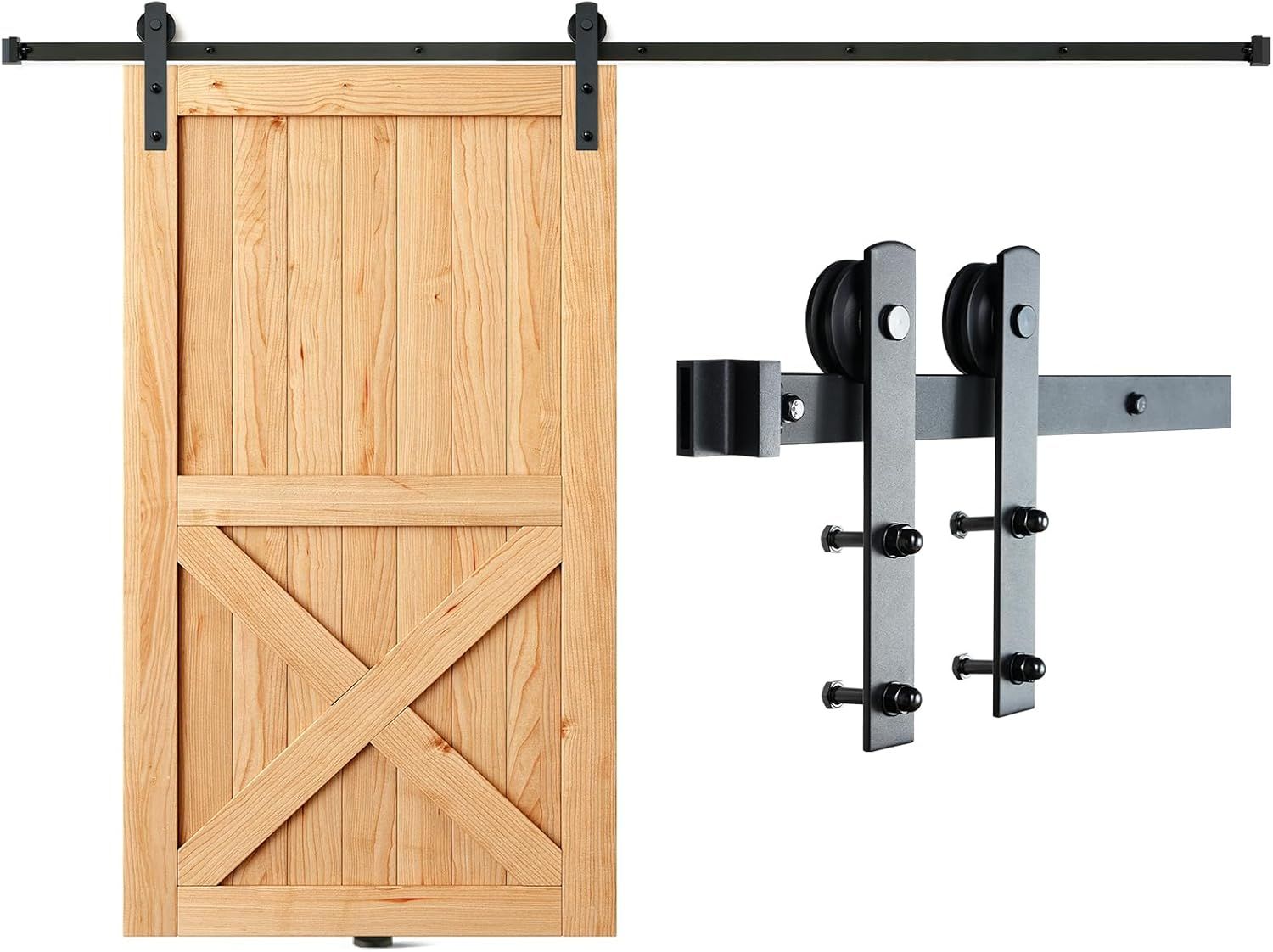 10FT Black Carbon Steel Sliding Barn Door Hardware Kit