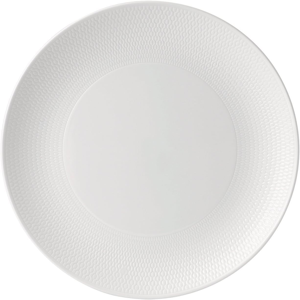 White Porcelain Geometric Round Dinner Plate